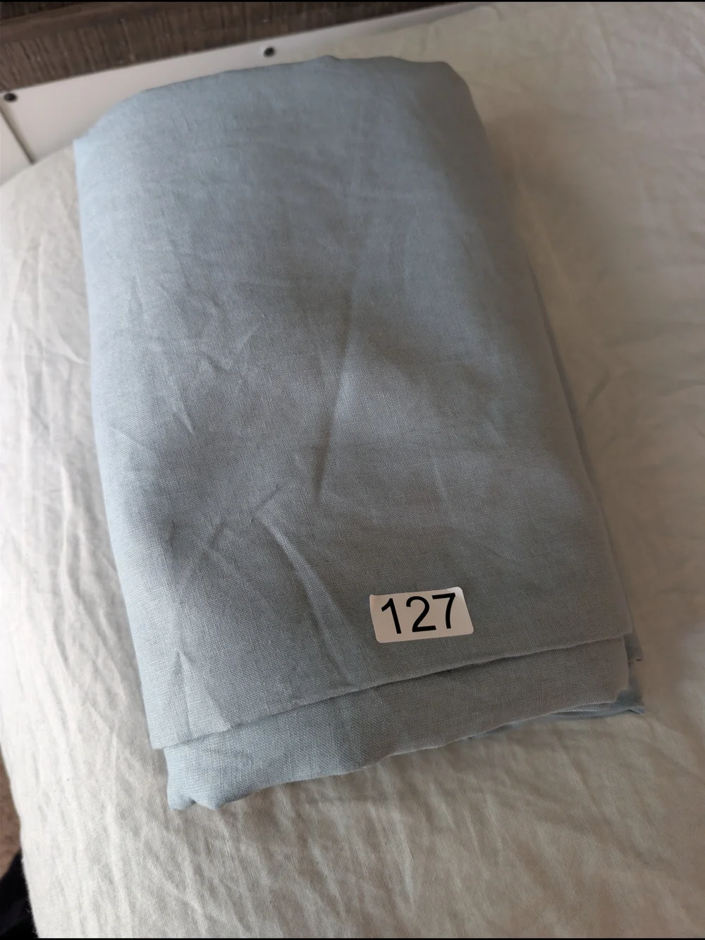 Quince 100% European Linen Blackout Curtain Light Blue 48x84 NEW